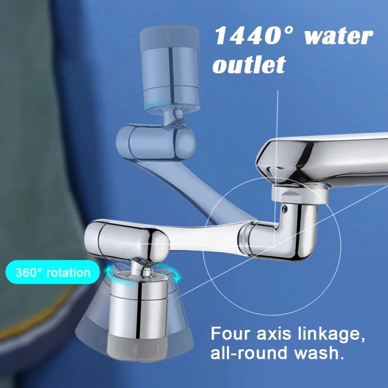 Universel 1080 ° Extension d'aérateur de robinet rotatif, bras robotique pivotant, tête de pulvérisation, buse de robinet de cuisine, économie d'eau