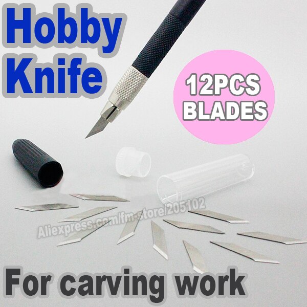 Hobby Mes + 12 stks Blade Messen set, rvs Pen Messen voor papier plastic, doek, leer multi-purpose van DIY tool werk