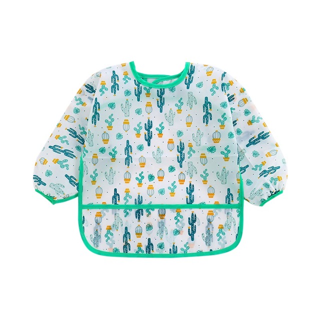 Unisex Infant Kleinkind Baby Smock Fütterung Zubehör Wasserdicht Cartoon Lange Ärmeln Lätzchen Spuck Tücher Kinder: Green