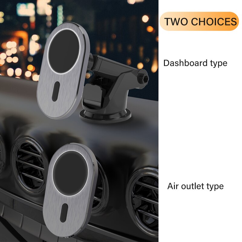 Cargador de coche inalámbrico magnético Qi de 15W, soporte de tablero de ventilación de aire para iPhone 12 Mini Pro Max, soporte de salida de adsorción magnética
