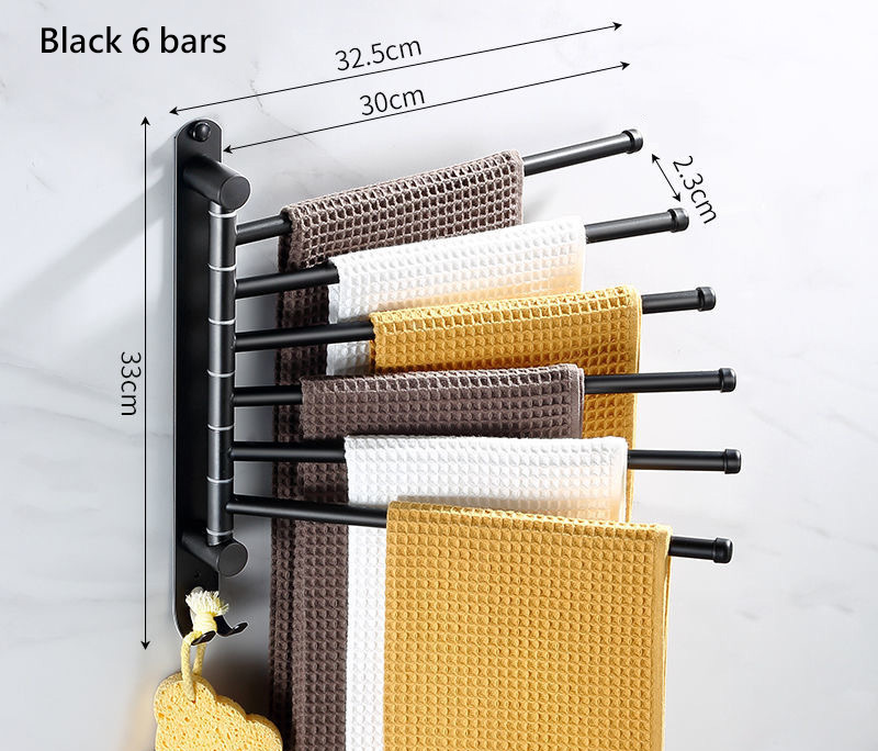 Rotierender Handtuchhalter aus Edelstahl 304, kein Stanzen, Handtuchhalter, Doppelstange, Multi-Stange, Badezimmer-Handtuchhalter, Hängestange: Braun