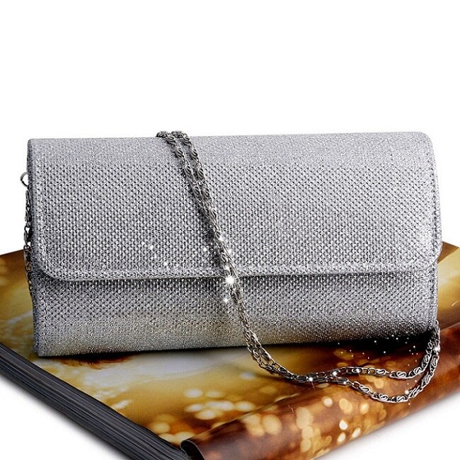 THINKTHENDO vrouwen Avond Schoudertas Bridal Clutch Party Prom Wedding Handtas: Sliver