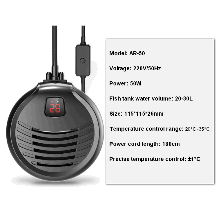 SUNSUN Turtle Heater Low Water Level Mini Ultra Short Electric Heater Automatic Constant Temperature Fish Tank Heating Stick GW: AR-50
