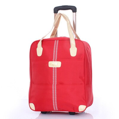 Mode Vrouwen Trolley Bagage Rollende Koffer Reizen Hand Tie Staaf Pak Casual Rolling Case Reistas Wielen Bagage Koffer: Red-L