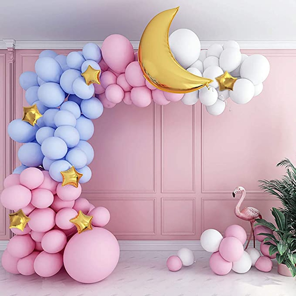 Pink blå bue guirlande ballon kit star moon folie balloner bryllup fødselsdag baby shower fest indretning forsyninger luftkugler globos