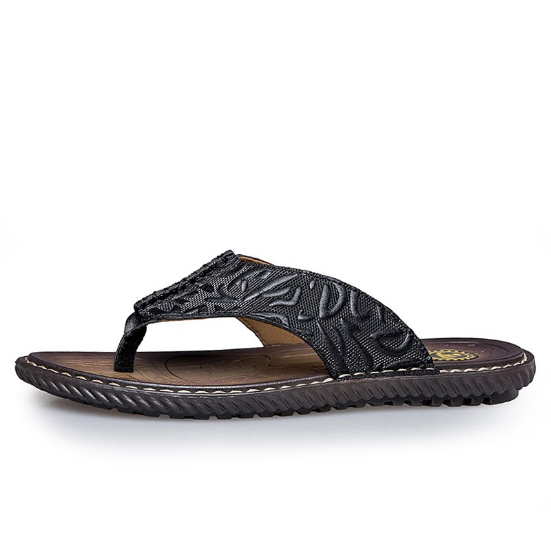 Heren Slippers Zomer Outdoor Antislip Platte Slippers Voor Mannen Pu Lederen Luxe Sandaal Comfortabele strand Slippers: 41