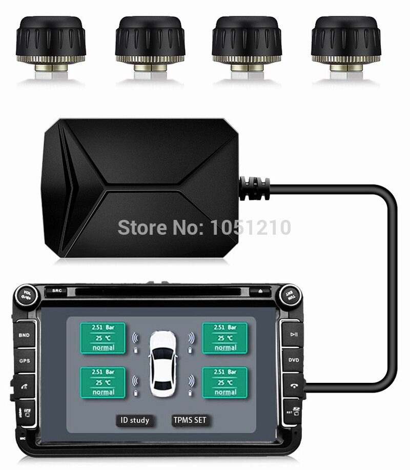 Ouchuangbo TPMS Reifen Druck Überwachung System mit 4 Externe Sensor Reifendruck Alarm unterstützung USB Hafen