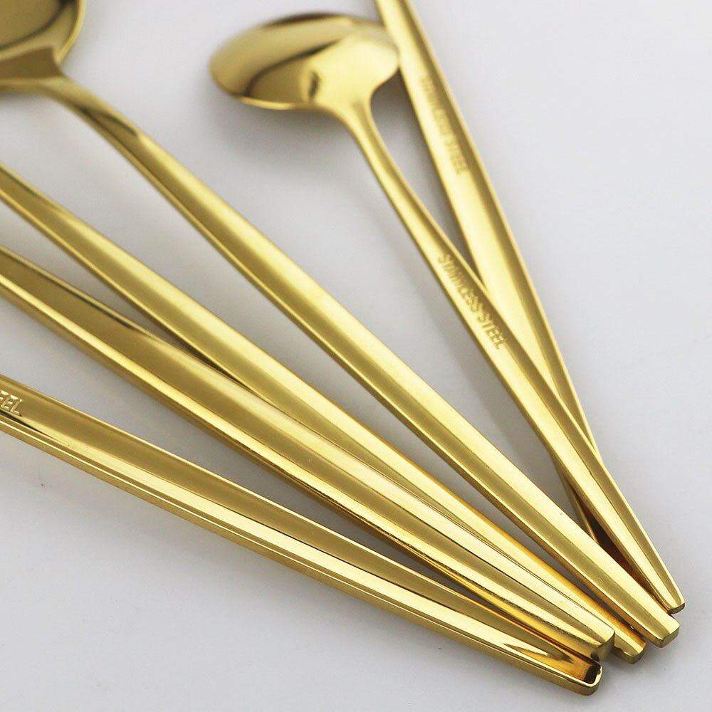 JANKNG – service de vaisselle noire, 30 pièces, fourchette à gâteau aux fruits, couteau en acier inoxydable, argenterie, couverts miroirs, service de table
