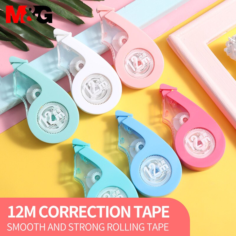 12PCS M&amp;G 144m Roller Big Capacity White/Beige Correct Belt Correction Tape Student Office School Stationery Supplies