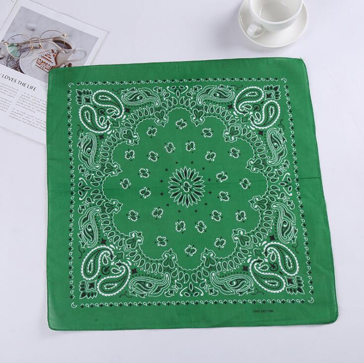 Bohemia Print Bandana Hair Bands for Girls Women Headband Scarf Face Mask Cross TurbanBandanas Headwear 55cmX55cm Hair Headwrap: green