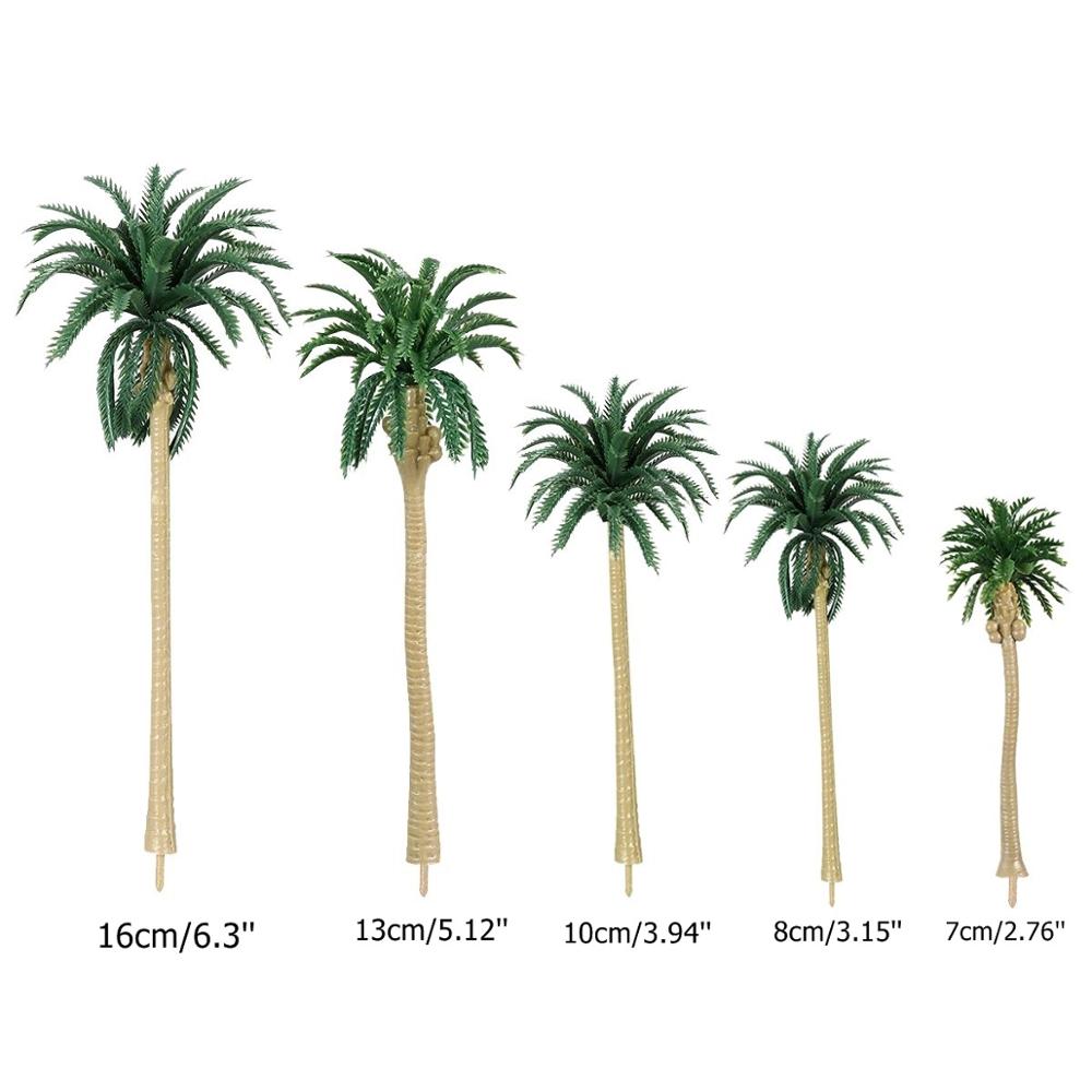 5 Pieces Model Trees Coconut Palm Tree Train Scenery Miniature Landscape Scenery Diorama Models Architecture Trees Garden Decor