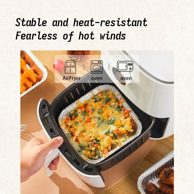 50/100 stuks oliebestendige aluminiumfolie bakjes voor airfryer, wegwerp papieren antiaanbak stoommandjes, keukenhulpmiddel, barbecue lekbak