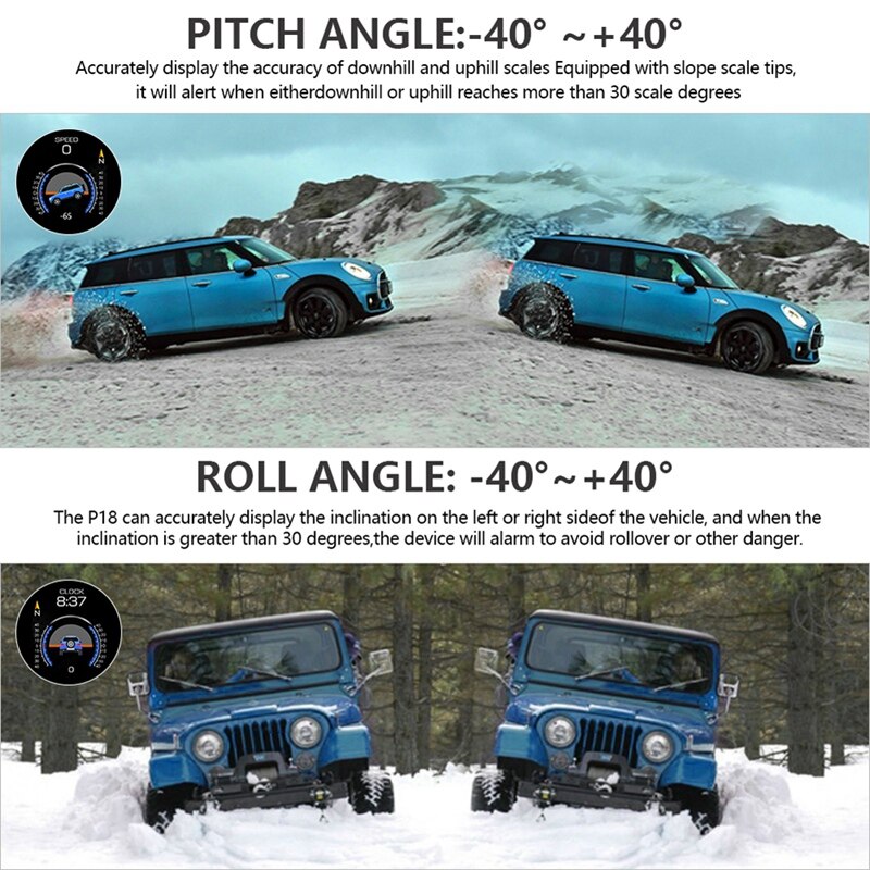 Inclinómetro de 4x4 para coche, Sensor de nivel, HUD, gradiente, GPS, sistema de vehículo todoterreno en tiempo Real, velocímetro, accesorios para coche, P21
