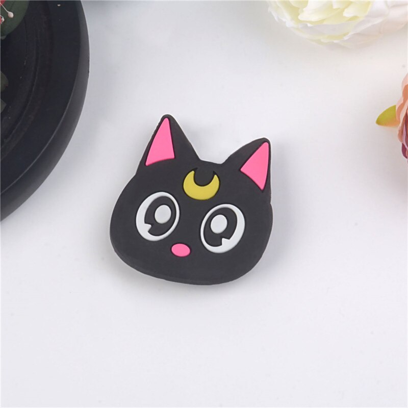 chat mignon dessin animé mobile anneau telephone portable porte carte accessoires telepsupport pour téléphone universel Coloré Téléphone Portable Accessoire Support Support Extensible Téléphones Poignée de Support: Black cat