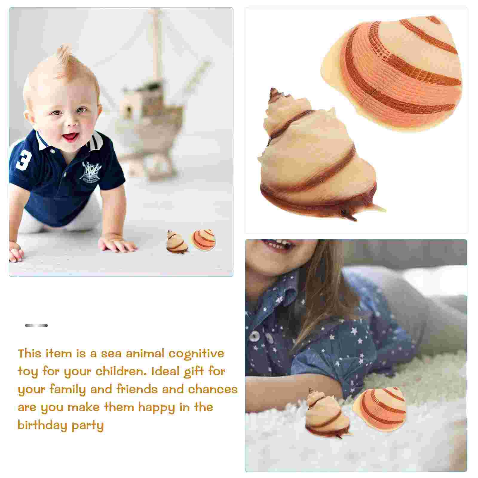 2Pcs Simulated Sea Animal Model Vivid Sea Creature Conch Shell Tabletop Decor