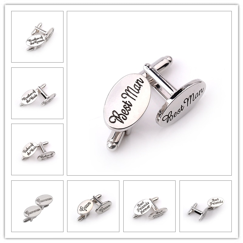 Boutons de manchettes pour hommes, bijoux de mariage ovales, 13 styles, marié/meilleur homme/meilleur ami chemise française, liens pour mariage,