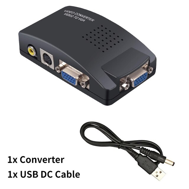AV zu VGA Adapter RCA VGA Konverter PC Laptop Video TV RCA Composite S-Video AV In Zu PC VGA LCD Out Converter: DC Cable