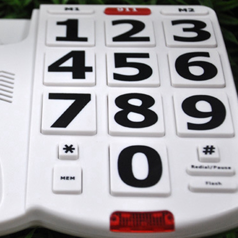 Large Letter Key Landline, Wired Desktop Phone With Handset, One Key For Help, Super Loud Volume For The Elderly