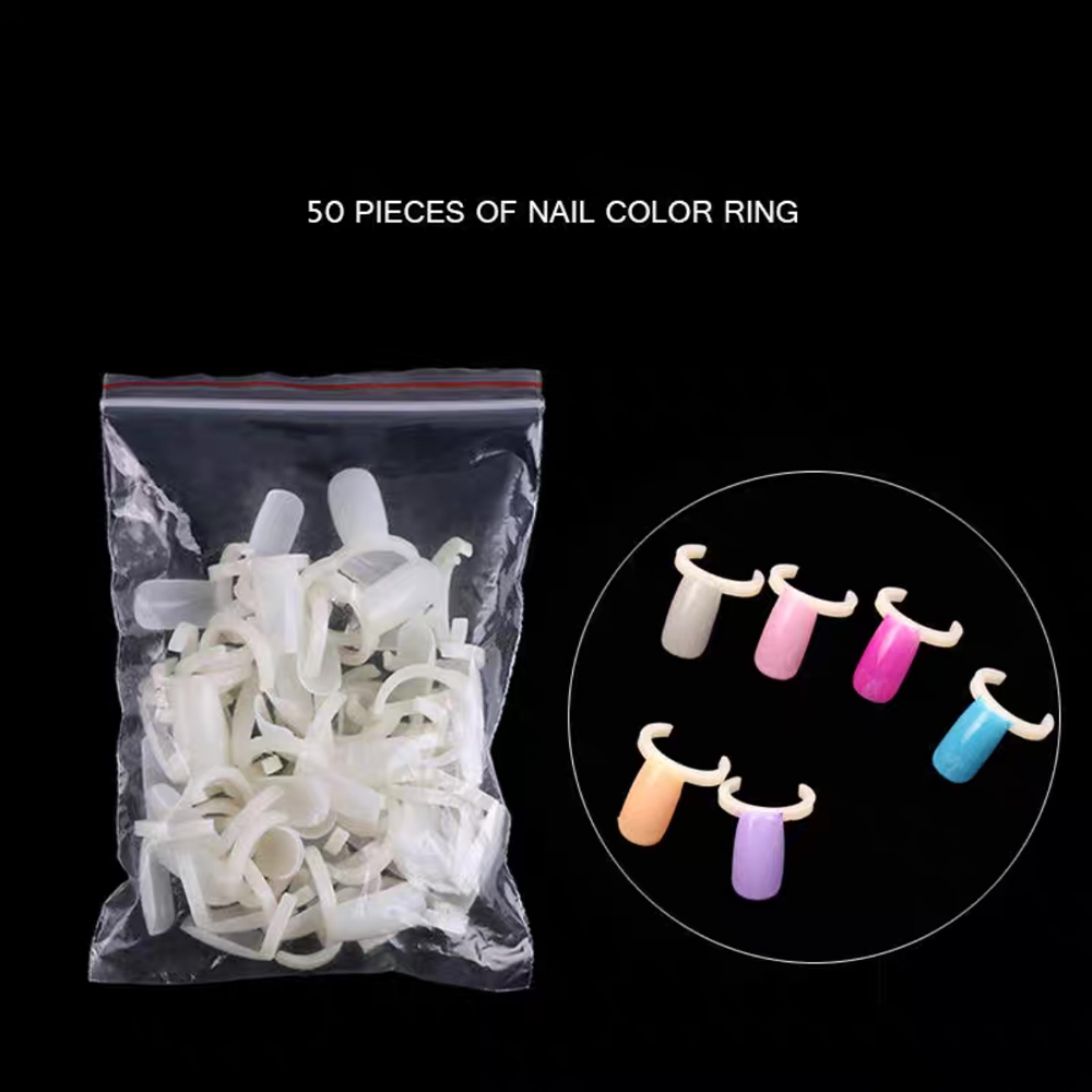50 Stuks Nagellak Display Ring - Kaart Vorm Kleurstaal Tool - 2x2x1cm - DIY Manicure Kunst Oefenen