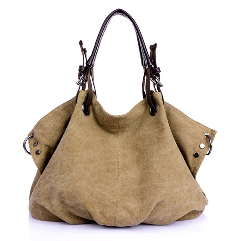 Frauen Leinwand Messenger Bags Weiblichen Umhängetaschen Solide Schulter Tasche Lässig Weiblichen Handtasche Große Kapazität Tote: khaki