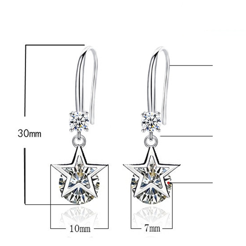 NEHZY 925 sterling silver woman jewelry blue pink crystal zircon five-pointed star long tassel retro hook earrings