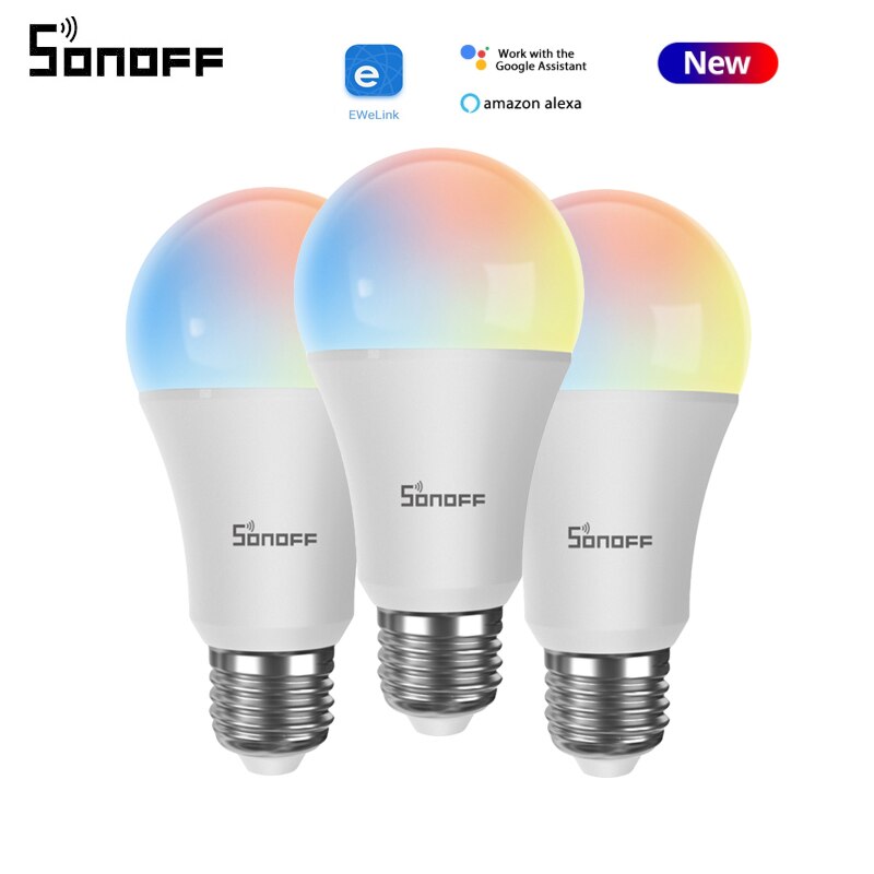 1/2/3/4 pces sonoff wifi inteligente lâmpada led e27 regulável rgb lâmpada de luz 9w lâmpadas ewelink app kits de automação funciona com alexa google