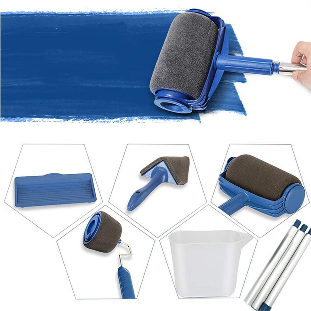 Juego de Herramientas para rodillo de pintura, 5/6 Uds., postes telescópicos de acero inoxidable para decoración de pared, rodillo de pintura