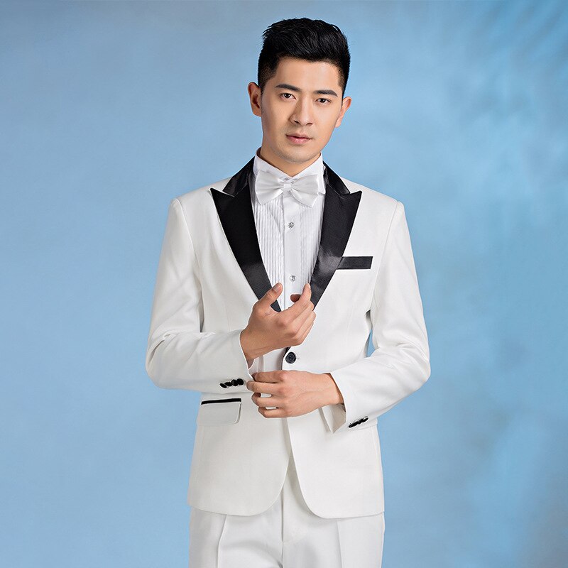 HO blanco vestido de boda para hombre el novio, – Grandado