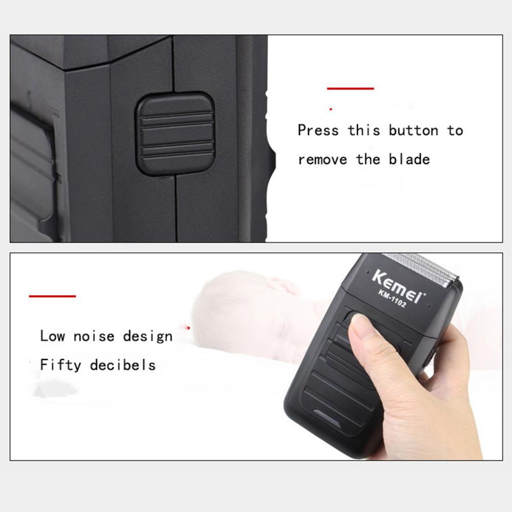 Afeitadora eléctrica KEMEI para hombres, maquinilla de afeitar eléctrica con cuchilla doble, afeitadora de barba recíproca, cortadora de barba lavable de doble uso en seco