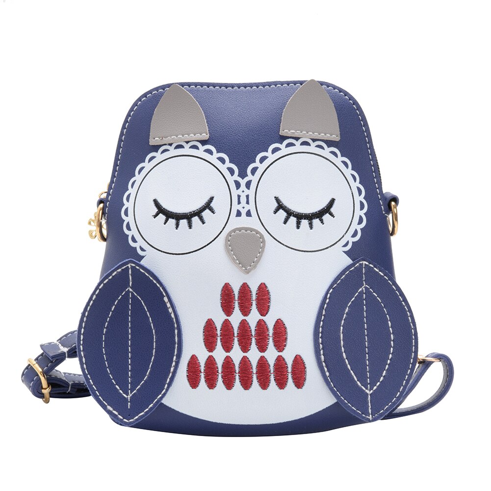Comfortabele uil dieren messenger bag kinderen meisjes cartoon splicing multifunctionele schouder crossbody tas kinderen schattige handtassen: Donkerblauw