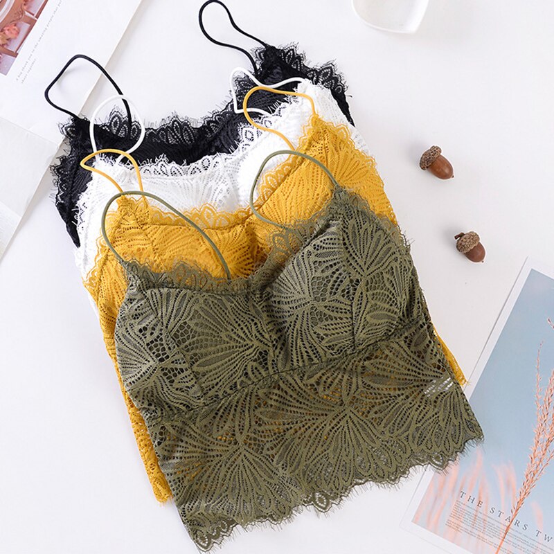 Blonde bh bandeau top til kvinder strop tank bralette sexet lingeri kvindelig trådløst undertøj dame blonde polstret camisole crop top