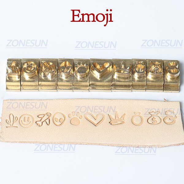 ZONESUN 5/7/10cm T-slot Alphabet Numbers Symbol Leather Stamping Cold Press Tool Brand Iron Custom Initial Mould Embossing Mold: Full set of emoji