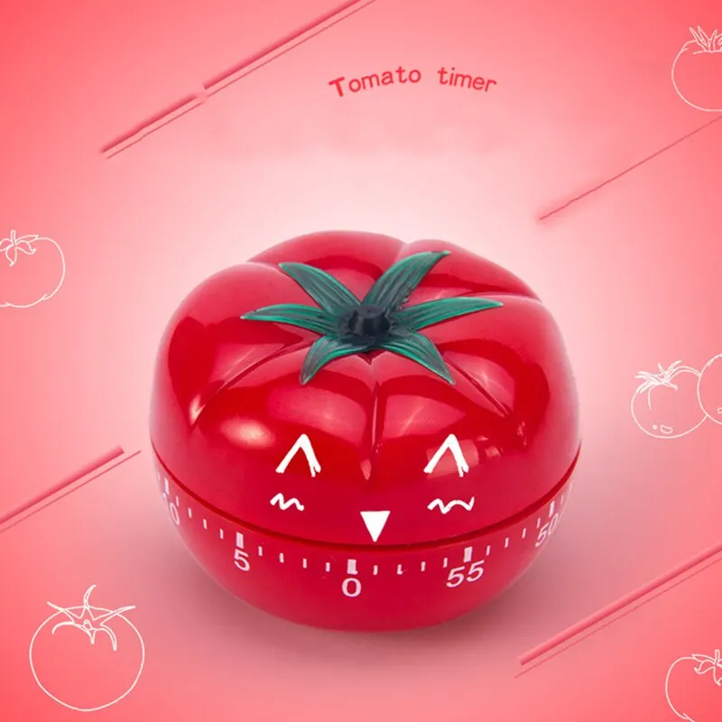 Red Tomato Shape Kitchen Timer Mechanical Countdown Clock Cute Cooking Gadget Durable Reminder Alarm for Pomodoro Timing