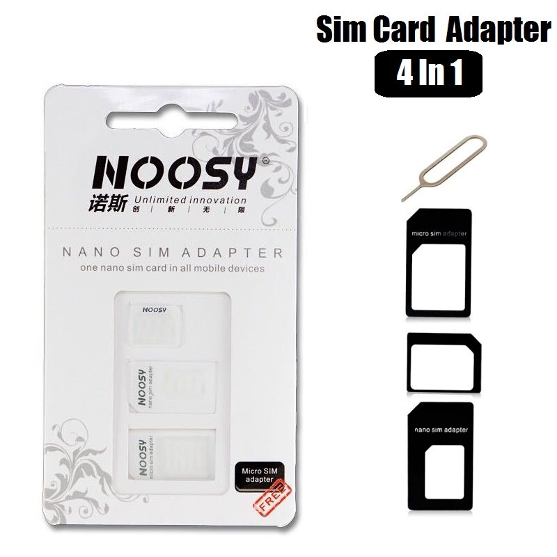 10Pcs 4 In 1 Nano Sim Card Adapter Kit Micro Sim/Standaard Sim-kaart Converter Met Stalen Pin voor Iphone Tablet Mobiele Telefoon