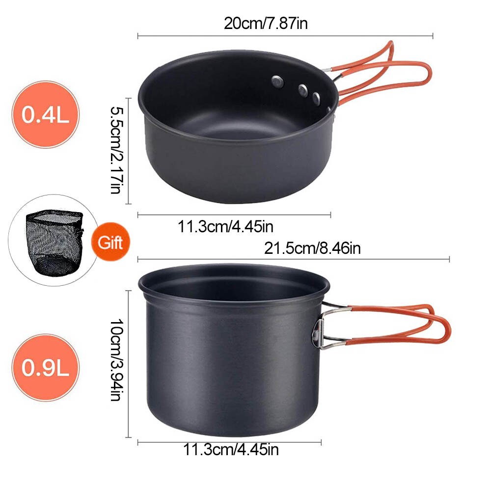 Camping Cookware Kit Nonstick Lightweight Backpacking Cooking Set Outdoor Cook Gear Pot Pan Bowl for Family Hiking Picnic Travel: set1
