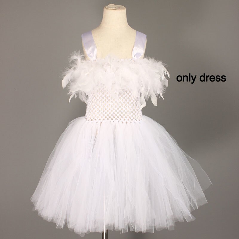 Wächter Engel Kinder Halloween Kostüm Weiß Feder Engel Mädchen Tutu Kleid mit Flügel & Halo Weihnachten Krippe Gabriel Kleidung: only dress / 11