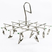 trrcylp Metalen kledingdroogrek met 36 clips, winddichte haak, opvouwbare wasclip voor sokken, bh's, ondergoedhangers (zwart