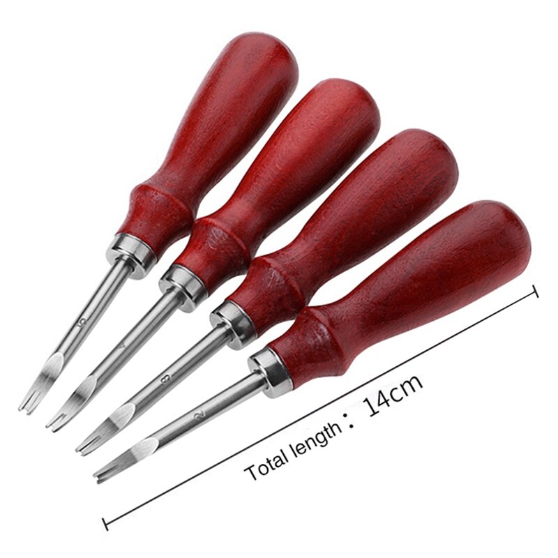 Diy beukenhouten handvat leertrimmer schilgereedschap 0.8 / 1 / 1.2 / 1.5mm lederen afschuining schuine kant ambachtelijke diy praktische leerbewerkingstool