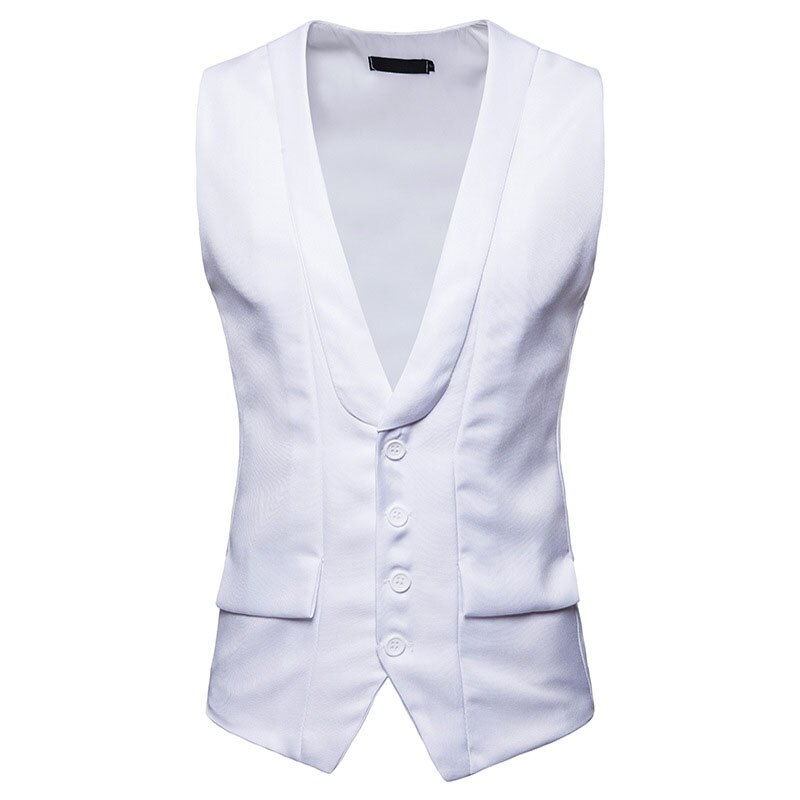 Gilet de costume blanc à simple boutonnage pour homme, gilet sans manches, gilet d'affaires pour homme, costume: Blanc / L
