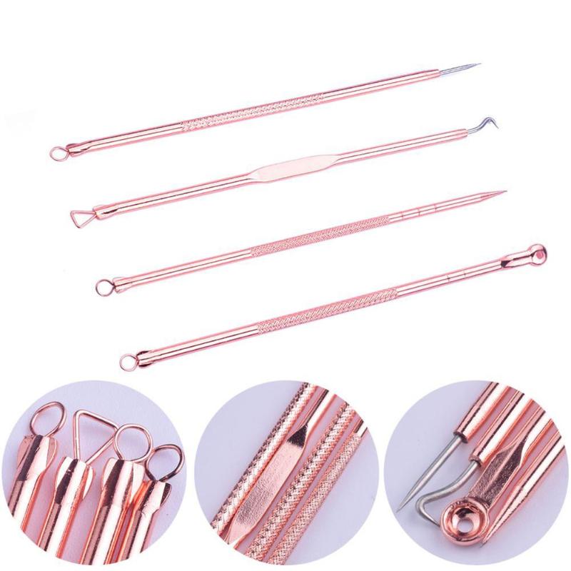 4 pcs/set Acne Blackhead Removal Needles Pimple Metal Extractor Black Head Pore Cleaner Deep Cleansing Tool Care Beauty Kit