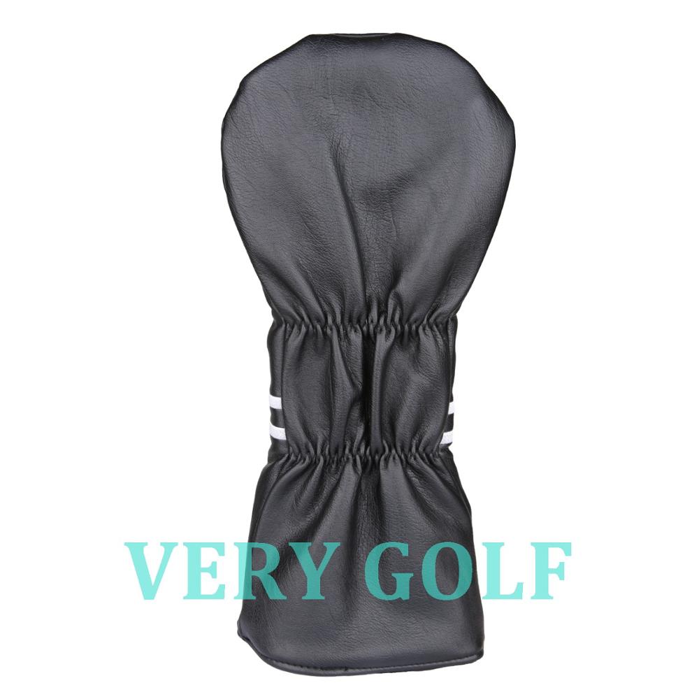 3 stuks zwart pu-leer met haaienborduursel golfclub driver fairway wood fw headcover golf  #1 #3 #5 wood headcover