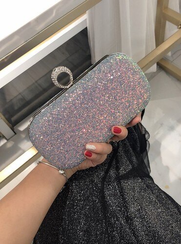 Style Clutch Crystal Women's Bag Tassel Mini Bag Banquet Bag Party Handbag Evening Bag Shoulder Cross-Body: Sequined Ring Color