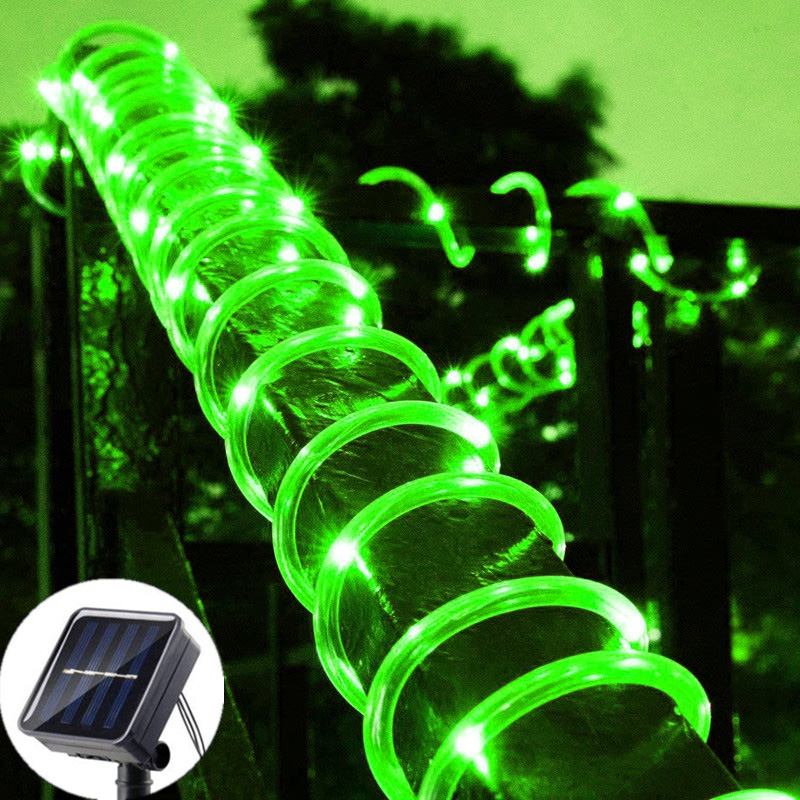 Outdoor Solar Tube Rope Led String Lights Street Yard Camping Garden Decoration Wedding Garland Waterproof Fairy Strip Light: Red / 11-15W