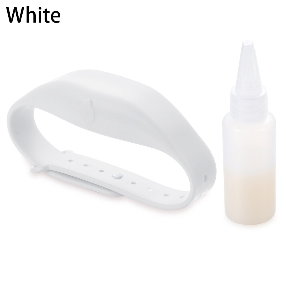 Outdoor Portable Hand Sanitizer Dispensing Wristband Hand Wash Dispenser Refillable With Squeeze Bottle Silicone Soap Bracelet: white