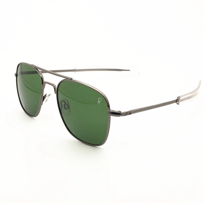 Militar do exército americano piloto ao óculos de sol lente de vidro dos homens mulher marca designer condução óculos masculino op55 op57 alta qualidade: gun green