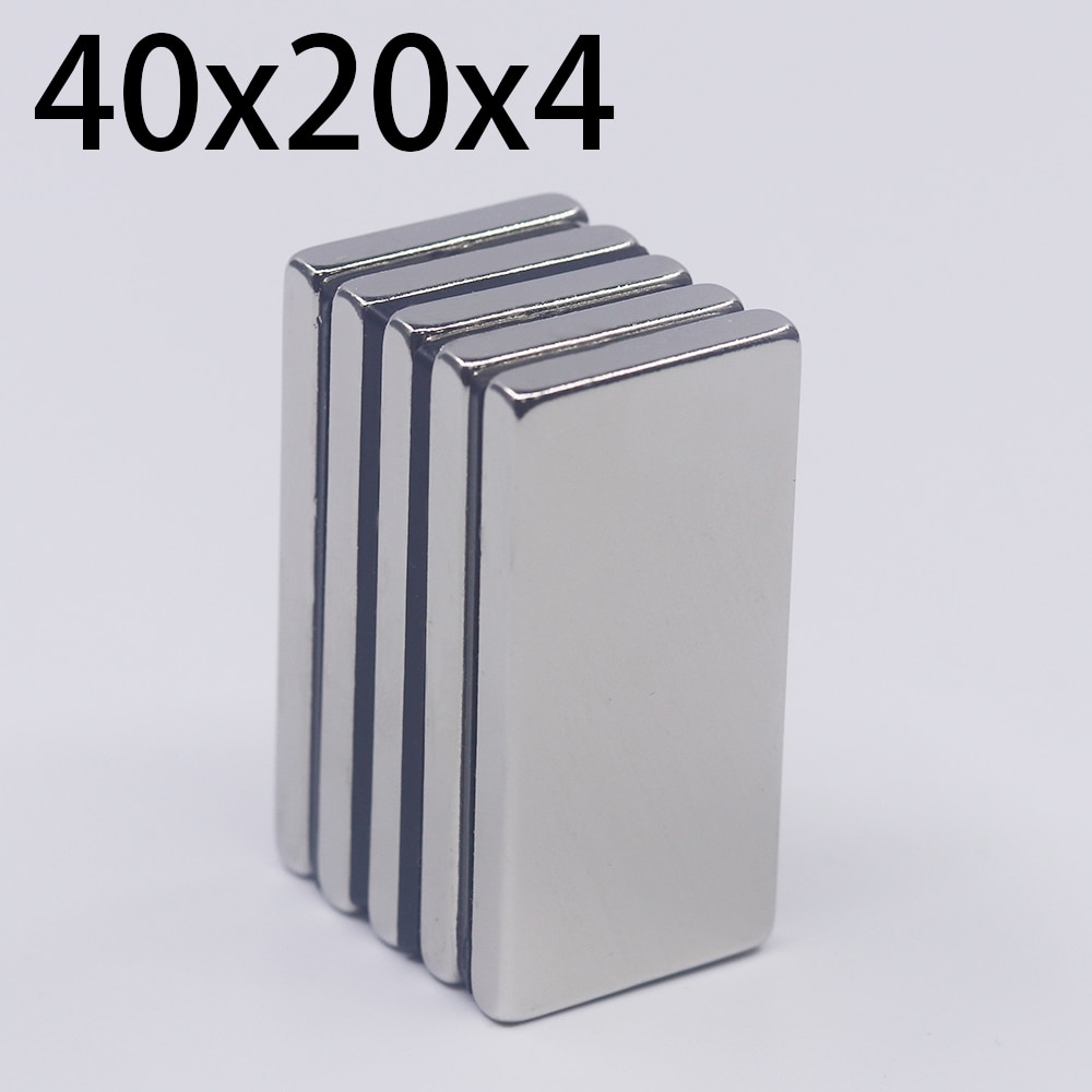 1/2/5/10/20Pcs 40X20X4 Neodymium Magneet 40Mm X 20Mm X 4Mm N35 Ndfeb Blok Super Krachtige Sterke Permanente Magnetische Imanes