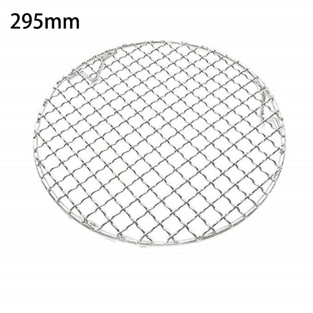 Rund grill bbq grill net masker stativer gitter rund rist dampnet 304 rustfri ståltråd ovn grillplade: 295mm