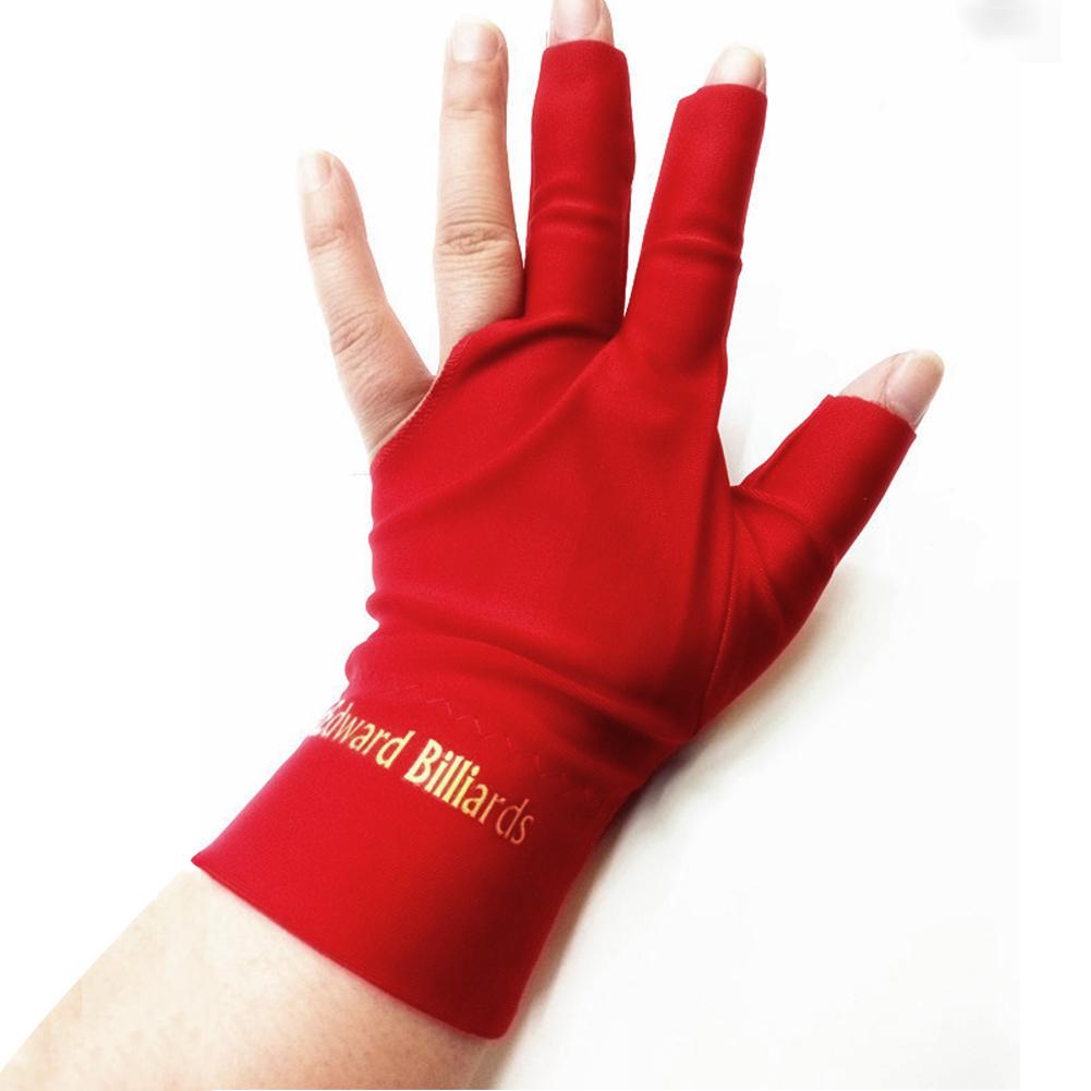 Unisex luvas de bilhar de três dedos cor sólida lycra tecido elastano snooker especial luvas de bilhar equipamento de jogo de bilhar: Red