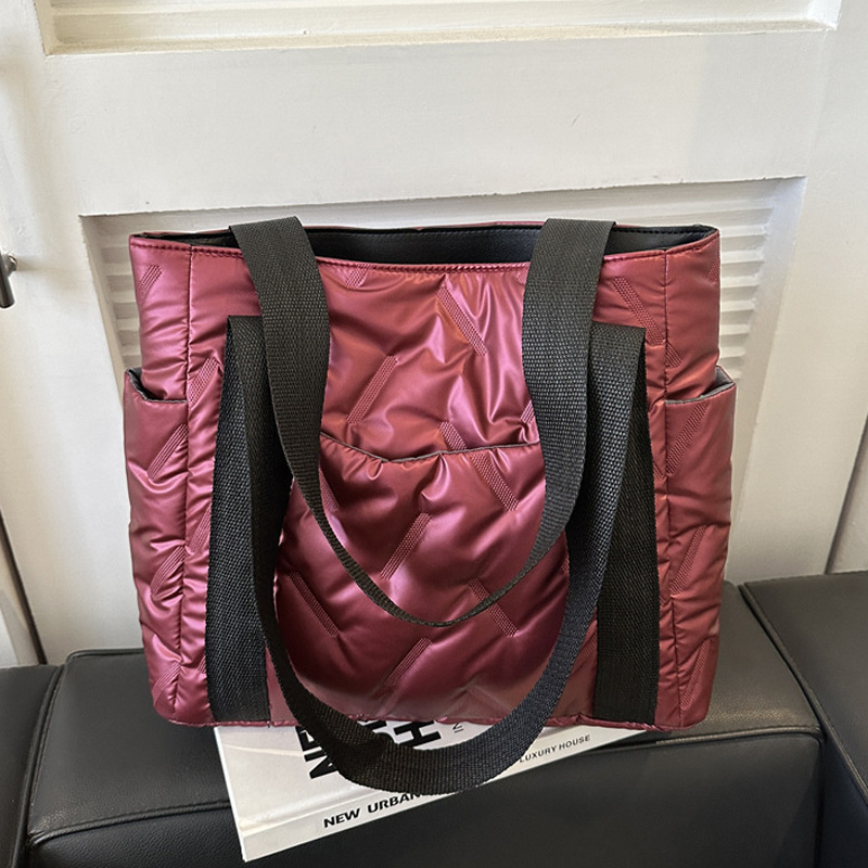 Bolsos de mano informales de algodón de invierno para mujer, bolso de hombro de de Color sólido, bolsos de mano para ir al trabajo y