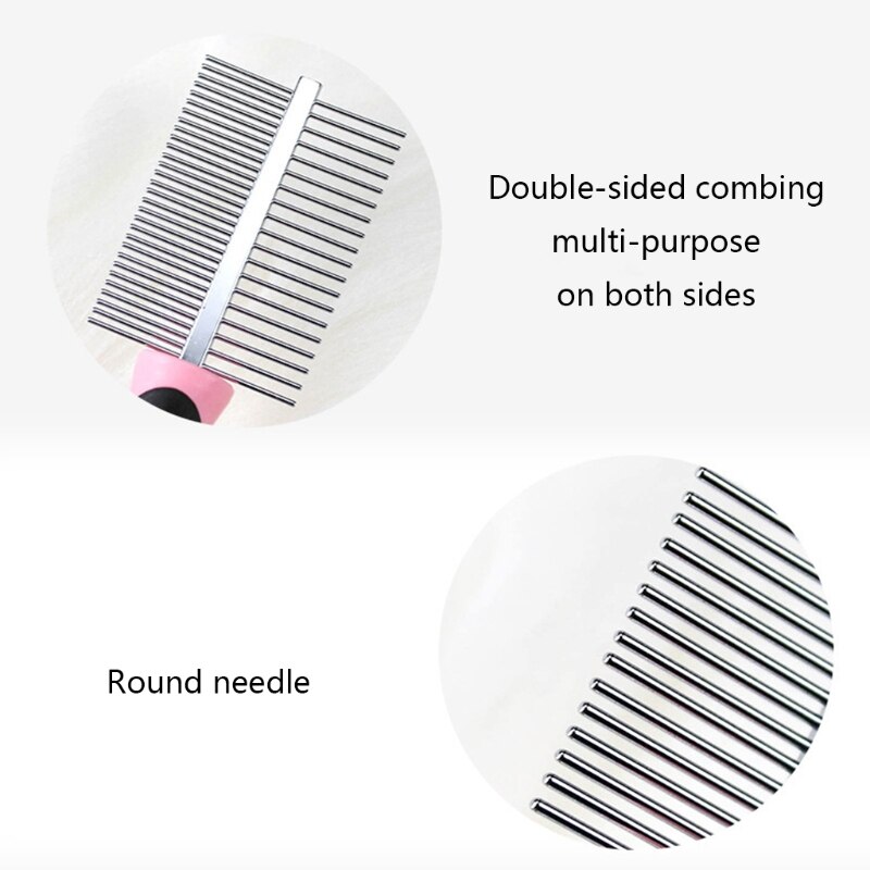 2-in-1 Dog Comb Pet Comb Fit for Small Large Dogs Long-haired Short-haired Pets Round Gentle Teeth Safe High Effeciency